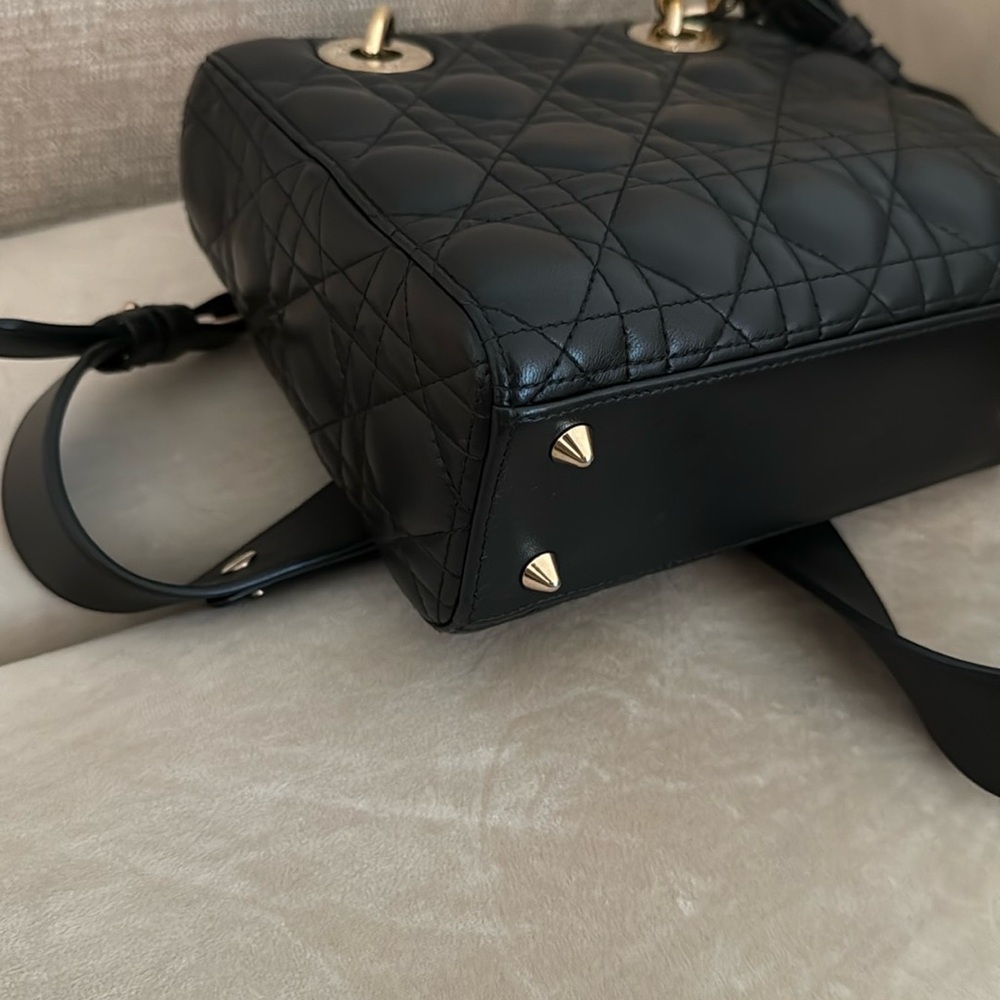 Dior Black Quilted Lady Dior Satchel with Gold Hardware - Picture 6 of 15